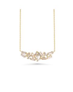1.23 Cts White Diamond Necklace in 14K Yellow Gold