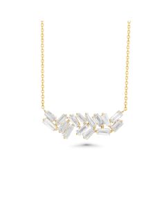 1.05 Cts White Diamond Necklace in 14K Yellow Gold