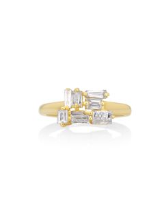 0.84 Cts White Diamond Ring in 14K Yellow Gold