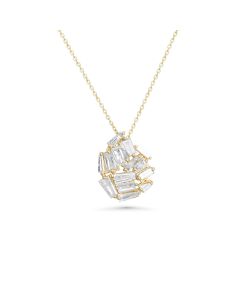1.24 Cts White Diamond Necklace in 14K Yellow Gold