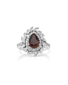 1.57 Cts Fancy Color Diamond and White Diamond Ring in 14K White Gold