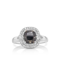 2.29 Cts Grey Diamond and White Diamond Ring in 14K White Gold