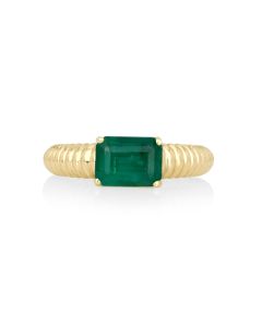 1.43 Cts Emerald Ring in 14K Yellow Gold