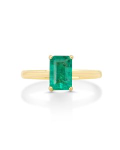 1.29 Cts Emerald Ring in 14K Yellow Gold