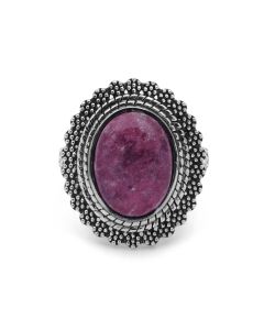 Elegant Thulite Ring with Larimar Stone in Oxidized 925 Silver