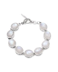 56.50 Cts Rainbow Moonstone Bracelet in 925