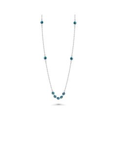 1.09 Cts Blue Diamond Necklace in 14K White Gold