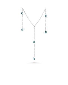 0.91 Cts Blue Diamond Necklace in 14K White Gold