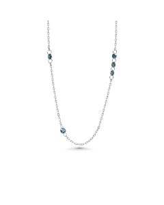 0.59 Cts Blue Diamond Necklace in 14K White Gold