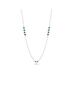 0.73 Cts Blue Diamond Necklace in 14K White Gold