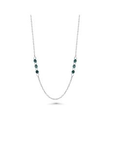0.78 Cts Blue Diamond Necklace in 14K White Gold