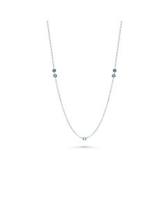 0.52 Cts Blue Diamond Necklace in 14K White Gold