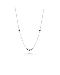 0.42 Cts Blue Diamond Necklace in 14K White Gold