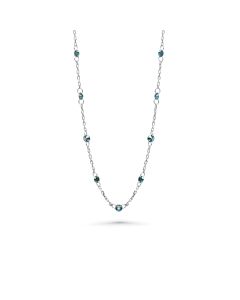 1.36 Cts Blue Diamond Necklace in 14K White Gold