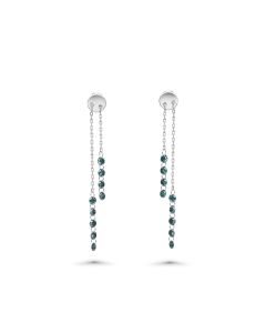 0.78 Cts Blue Diamond Earring in 14K White Gold