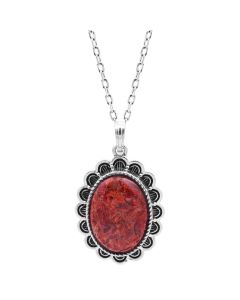 6.21 Ctw Coral Pendant in 925