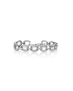 0.94 Cts Cubic Zirconia Link Bracelet In 925 Sterling Silver