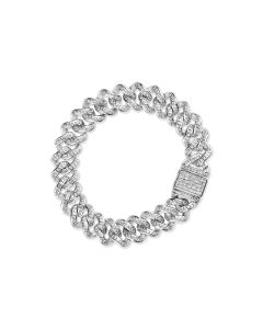 1.35 Cts Cubic Zirconia Link Bracelet In 925 Sterling Silver