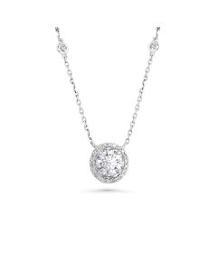 2.90 Cts Lab Grown White Diamond Necklace in 14K White Gold