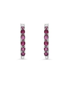 6.18 Cts Ruby Hoop Earring In 925 Sterling Silver