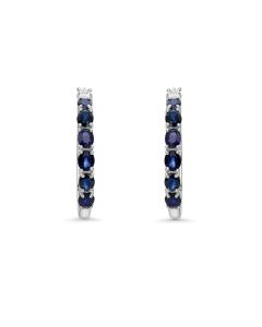 5.10 Cts Blue Sapphire Hoop Earring In 925 Sterling Silver