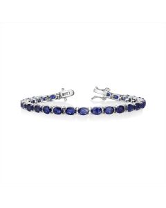 17.90 Cts Blue Sapphire Tennis Bracelet In 925 Sterling Silver