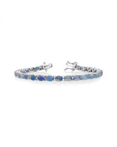 9.74 Cts White Opal Tennis Bracelet In 925 Sterling Silver