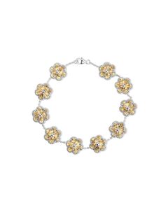 9.00 Cts Citrine Station Bracelet In 925 Sterling Silver