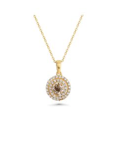 0.41 Cts Brown Diamond and White Diamond Pendant in 14K Yellow Gold