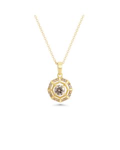 0.5 Cts Brown Diamond Pendant in 14K Yellow Gold