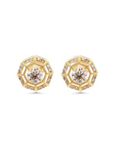 1.21 Cts Brown Diamond Earring in 14K Yellow Gold