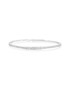 2.03 Cts White Diamond Flex Bangle in 14K White Gold