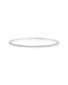 0.92 Cts White Diamond Flex Bangle in 14K White Gold
