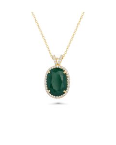 7.37 Cts Emerald and White Diamond Pendant in 14K Yellow Gold