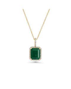 5.04 Cts Emerald and White Diamond Pendant in 14K Yellow Gold