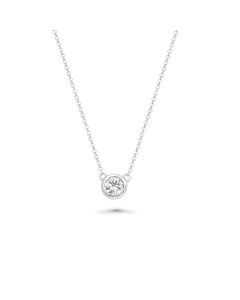 0.16 Cts White Diamond Necklace in 14K White Gold