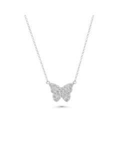 0.19 Cts Lab Grown Diamond Butterfly Necklace in 925 Sterling Silver
