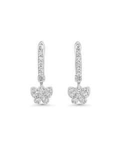 0.20 Cts Lab Grown Diamond Butterfly Dangle Earring in 925 Sterling Silver