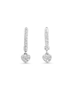 0.20 Cts Lab Grown Diamond Heart Shape Dangle Earring in 925 Sterling Silver