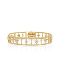 1.23 Cts White Diamond Flex Bangle in 14K Yellow Gold