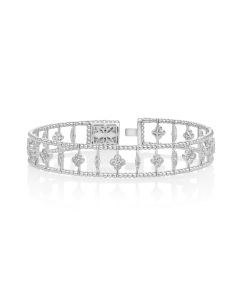 1.25 Cts White Diamond Flex Bangle in 14K White Gold