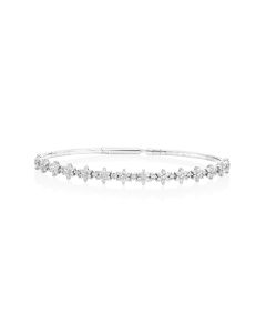 1.2 Cts White Diamond Flex Bangle in 14K White Gold