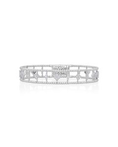 0.55 Cts White Diamond Flex Bangle in 14K White Gold