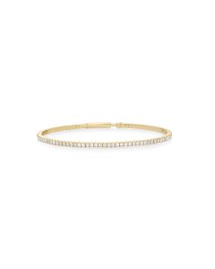 1.7 Cts White Diamond Flex Bangle in 14K Yellow Gold