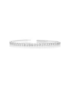 3 Cts White Diamond Flex Bangle in 14K White Gold
