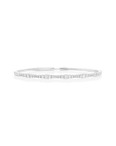 1.48 Cts White Diamond Flex Bangle in 14K White Gold