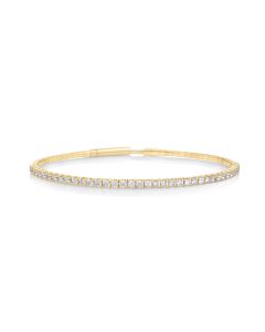2.6 Cts White Diamond Flex Bangle in 14K Yellow Gold