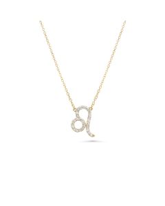 0.1 Cts White Diamond Leo Necklace in 14K Gold