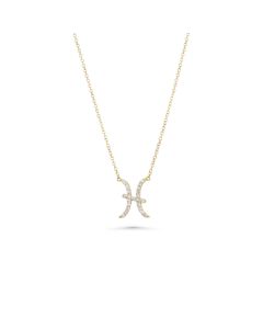 0.09 Cts White Diamond Piscis Necklace in 14K Gold