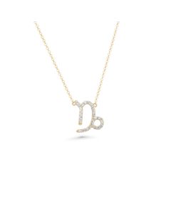 0.11 Cts White Diamond Capricorn Necklace in 14K Gold
